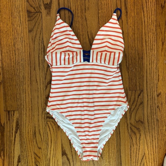 J. Crew Other - Like-New Women’s J. Crew v-neck striped one piece bathing suit, size 4.
